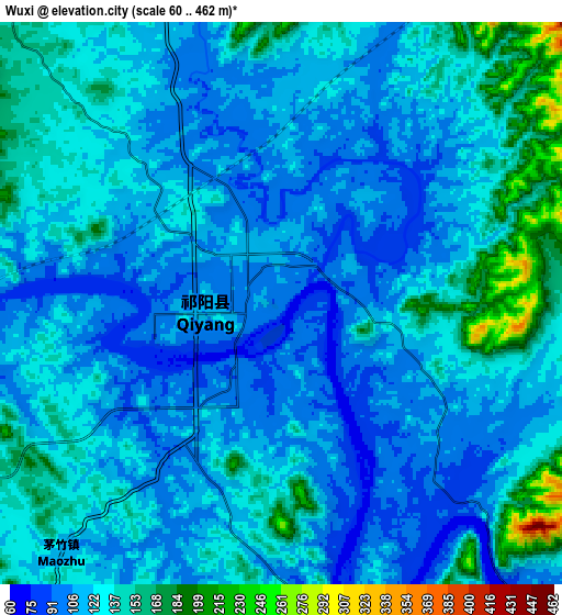 Zoom OUT 2x Wuxi, China elevation map