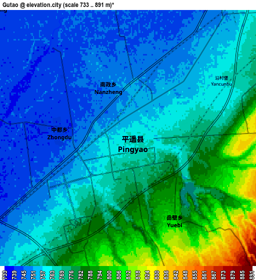 Zoom OUT 2x Gutao, China elevation map