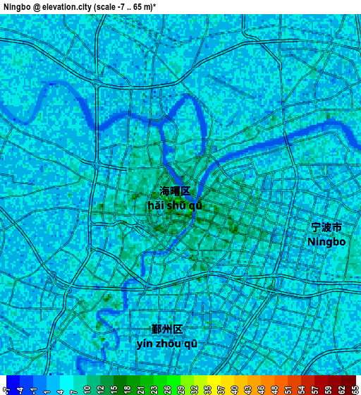 Zoom OUT 2x Ningbo, China elevation map