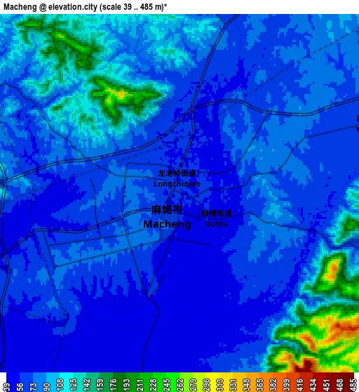 Zoom OUT 2x Macheng, China elevation map