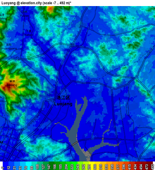 Zoom OUT 2x Luoyang, China elevation map