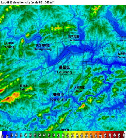 Zoom OUT 2x Loudi, China elevation map