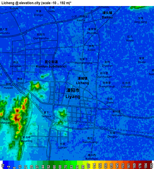 Zoom OUT 2x Licheng, China elevation map