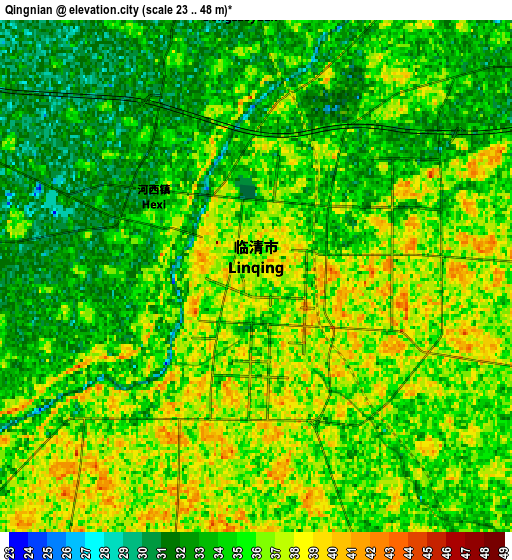 Zoom OUT 2x Qingnian, China elevation map