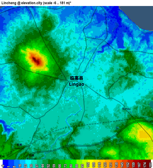 Zoom OUT 2x Lincheng, China elevation map