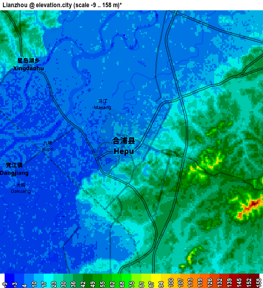 Zoom OUT 2x Lianzhou, China elevation map