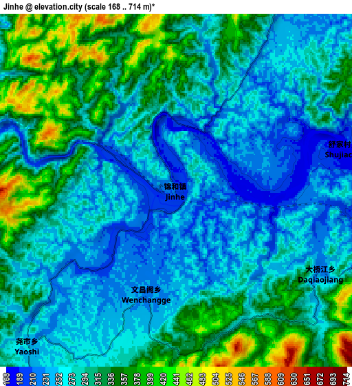 Zoom OUT 2x Jinhe, China elevation map