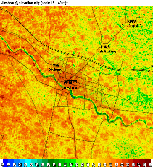 Zoom OUT 2x Jieshou, China elevation map