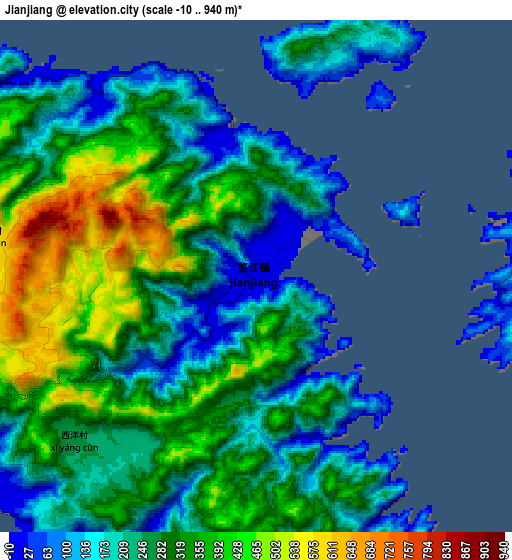 Zoom OUT 2x Jianjiang, China elevation map