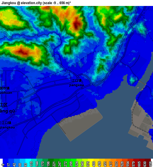 Zoom OUT 2x Jiangkou, China elevation map