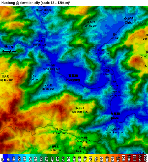 Zoom OUT 2x Huotong, China elevation map