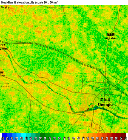 Zoom OUT 2x Huaidian, China elevation map