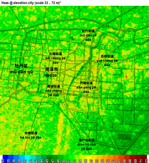 Zoom OUT 2x Heze, China elevation map