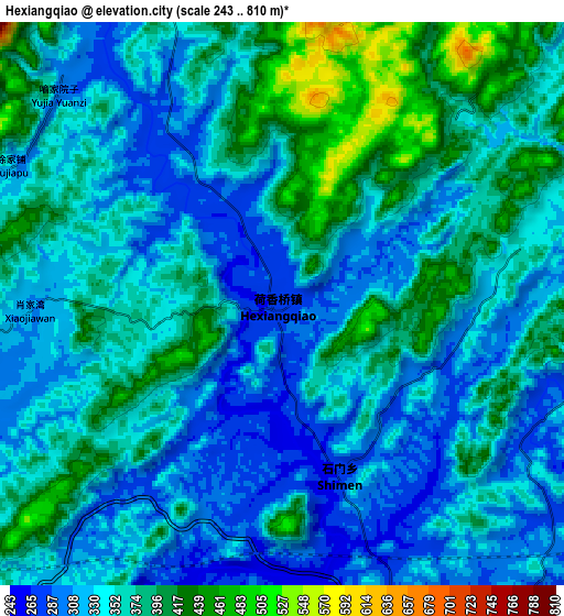 Zoom OUT 2x Hexiangqiao, China elevation map