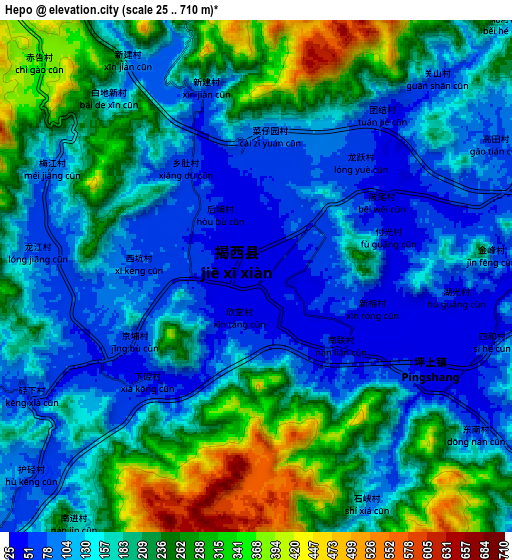 Zoom OUT 2x Hepo, China elevation map