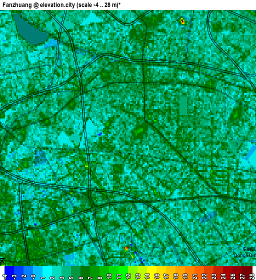 Zoom OUT 2x Fanzhuang, China elevation map