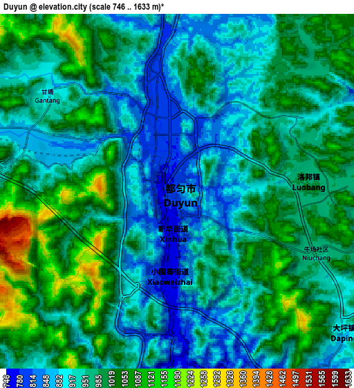Zoom OUT 2x Duyun, China elevation map