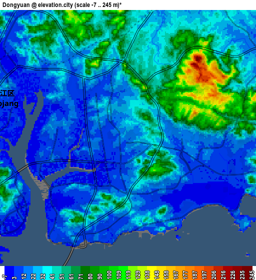 Zoom OUT 2x Dongyuan, China elevation map