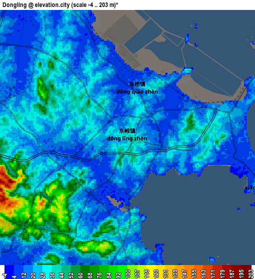 Zoom OUT 2x Dongling, China elevation map