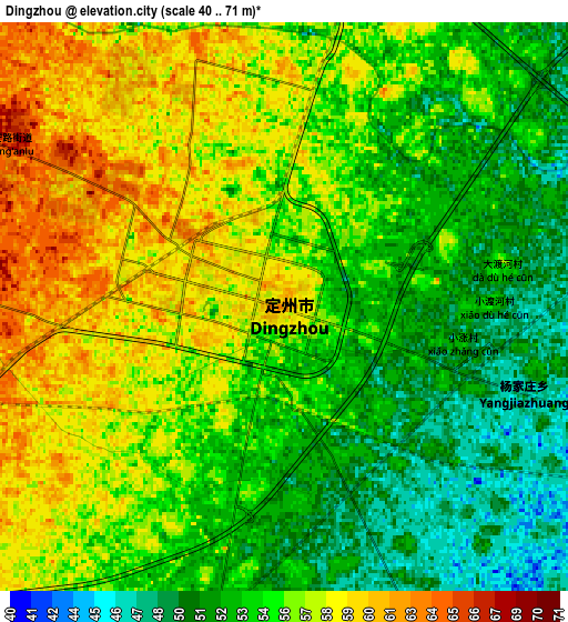 Zoom OUT 2x Dingzhou, China elevation map