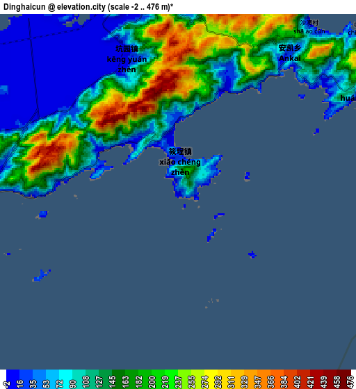 Zoom OUT 2x Dinghaicun, China elevation map