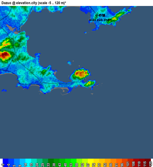 Zoom OUT 2x Dazuo, China elevation map