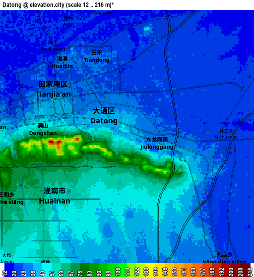 Zoom OUT 2x Datong, China elevation map