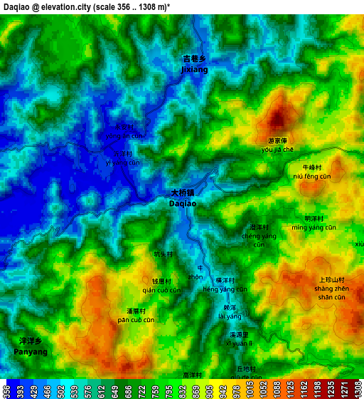 Zoom OUT 2x Daqiao, China elevation map