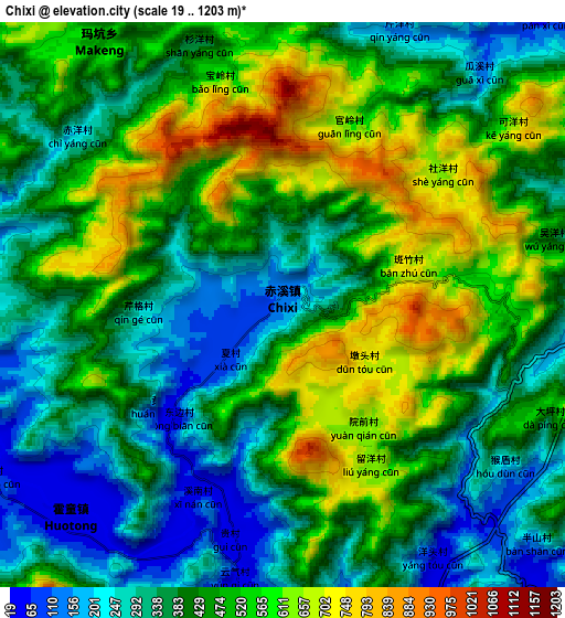 Zoom OUT 2x Chixi, China elevation map