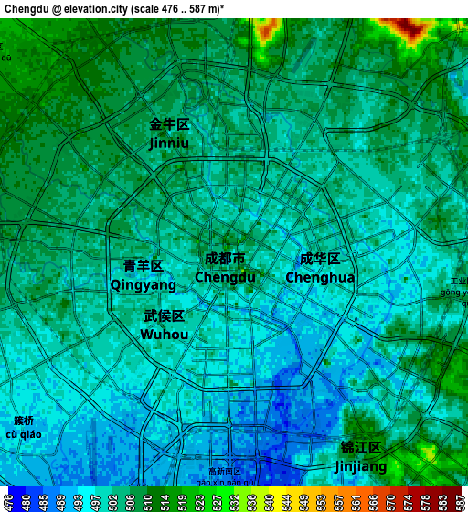 Zoom OUT 2x Chengdu, China elevation map