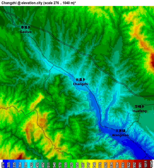 Zoom OUT 2x Changzhi, China elevation map