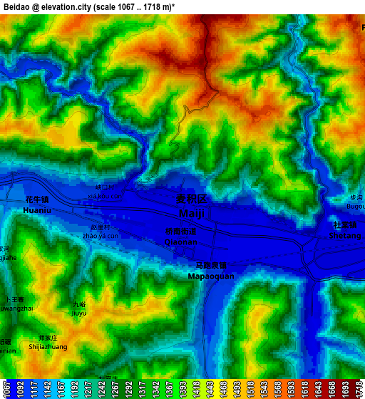 Zoom OUT 2x Beidao, China elevation map