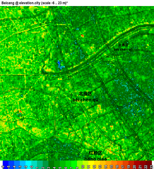 Zoom OUT 2x Beicang, China elevation map