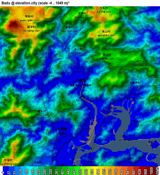 Zoom OUT 2x Badu, China elevation map