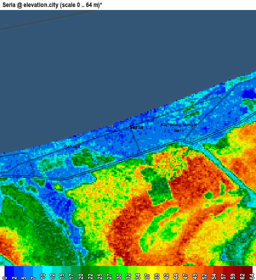 Zoom OUT 2x Seria, Brunei elevation map