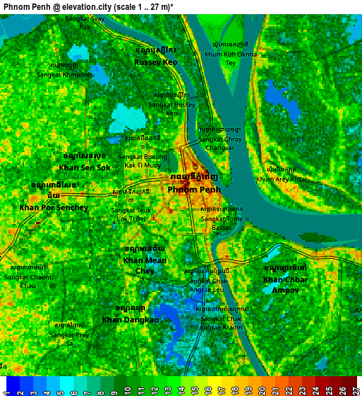 Zoom OUT 2x Phnom Penh, Cambodia elevation map