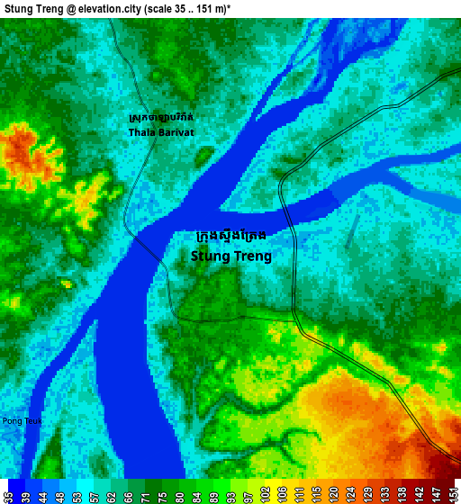 Zoom OUT 2x Stung Treng, Cambodia elevation map
