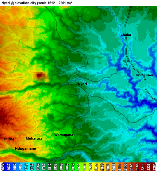 Zoom OUT 2x Nyeri, Kenya elevation map