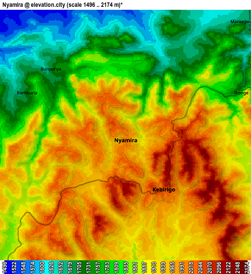 Zoom OUT 2x Nyamira, Kenya elevation map