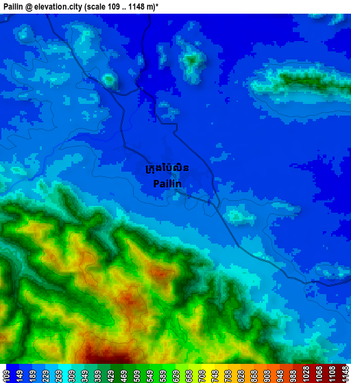 Zoom OUT 2x Pailin, Cambodia elevation map