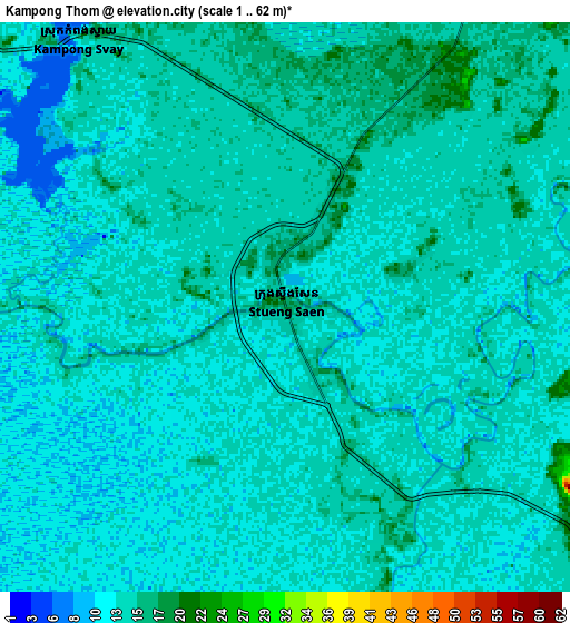 Zoom OUT 2x Kampong Thom, Cambodia elevation map