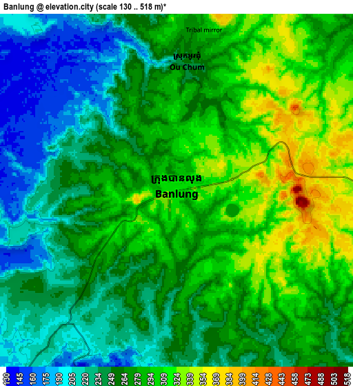Zoom OUT 2x Banlung, Cambodia elevation map