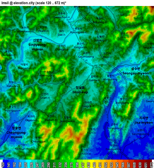 Zoom OUT 2x Imsil, South Korea elevation map