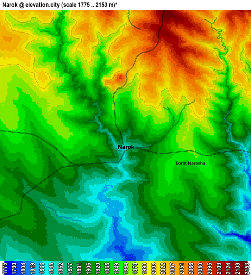 Zoom OUT 2x Narok, Kenya elevation map