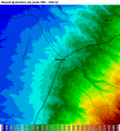 Zoom OUT 2x Nanyuki, Kenya elevation map