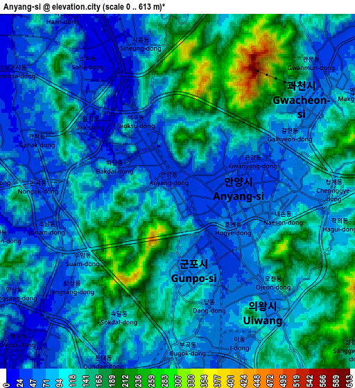 Zoom OUT 2x Anyang-si, South Korea elevation map