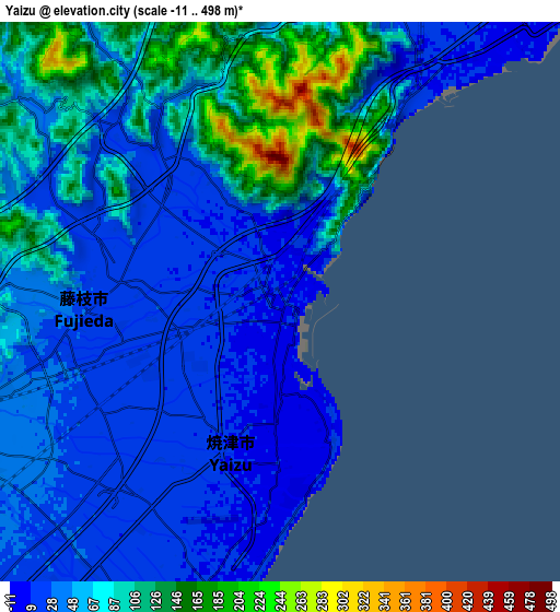 Zoom OUT 2x Yaizu, Japan elevation map