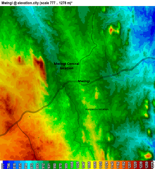 Zoom OUT 2x Mwingi, Kenya elevation map