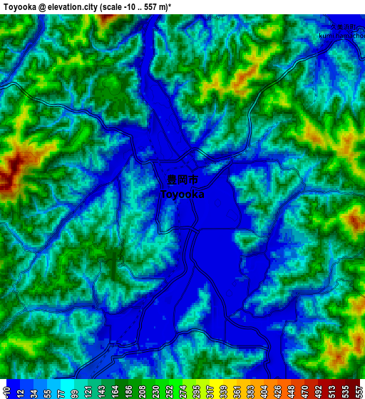 Zoom OUT 2x Toyooka, Japan elevation map