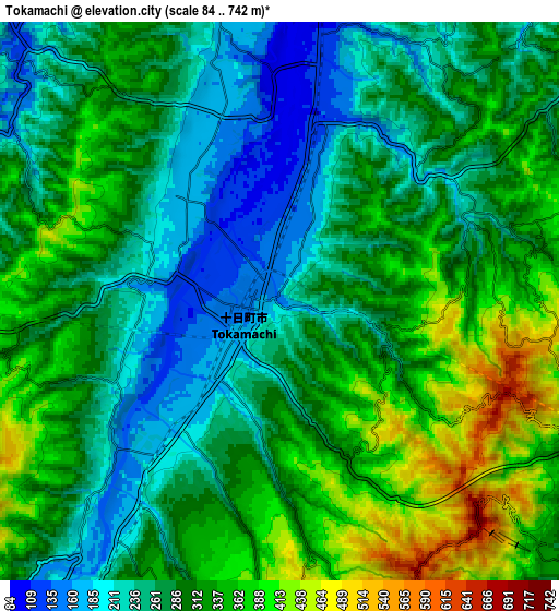 Zoom OUT 2x Tōkamachi, Japan elevation map